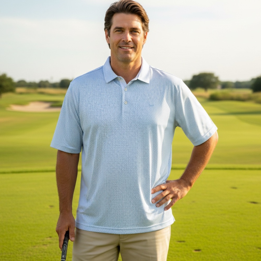 Greg Norman Collection Blue Performance Polo Shirt